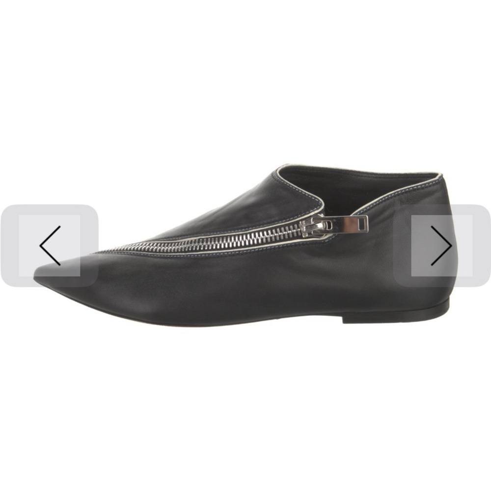 Celine Phoebe Philip Asymmetrical Black Zipper flats